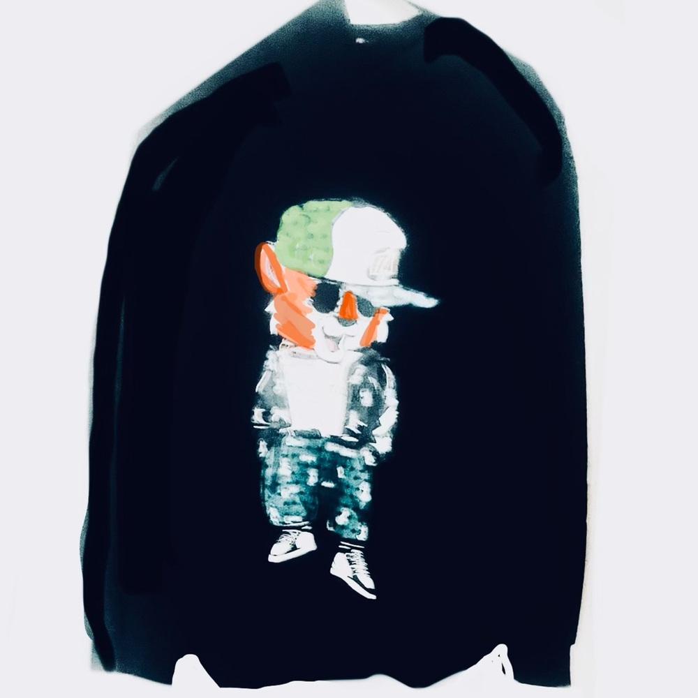 Black Graphic  hip hop tiger Hoodie